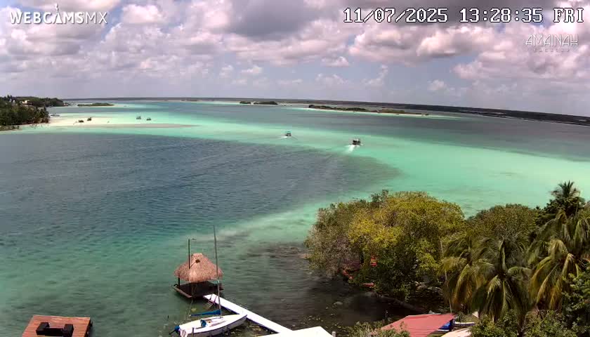 Laguna de Bacalar Lagoon Lake from Amaniah Live Cam - Bacalar,  Quintana Roo, Mexico 