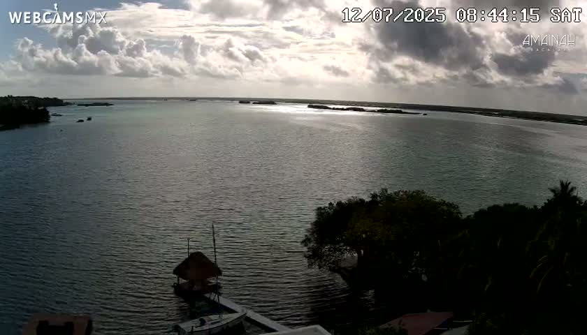 Laguna de Bacalar Lagoon Lake from Amaniah Live Cam - Bacalar,  Quintana Roo, Mexico 