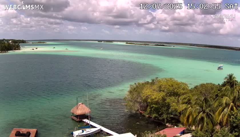 Laguna de Bacalar Lagoon Lake from Amaniah Live Cam - Bacalar,  Quintana Roo, Mexico 