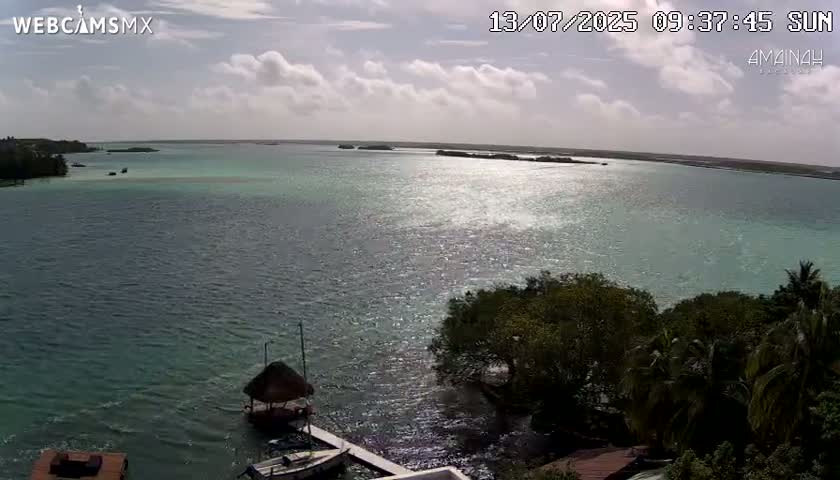 Laguna de Bacalar Lagoon Lake from Amaniah Live Cam - Bacalar,  Quintana Roo, Mexico 