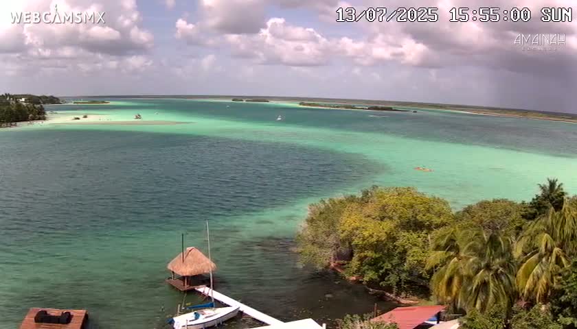 Laguna de Bacalar Lagoon Lake from Amaniah Live Cam - Bacalar,  Quintana Roo, Mexico 