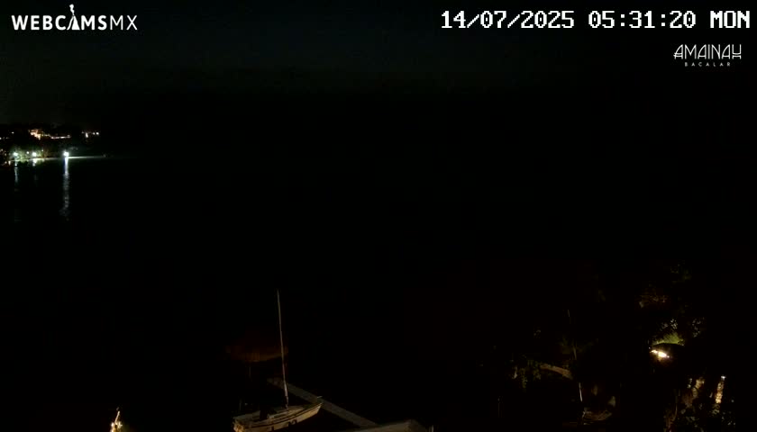 Laguna de Bacalar Lagoon Lake from Amaniah Live Cam - Bacalar,  Quintana Roo, Mexico 