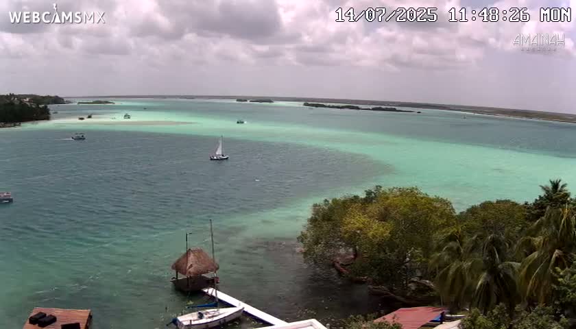 Laguna de Bacalar Lagoon Lake from Amaniah Live Cam - Bacalar,  Quintana Roo, Mexico 