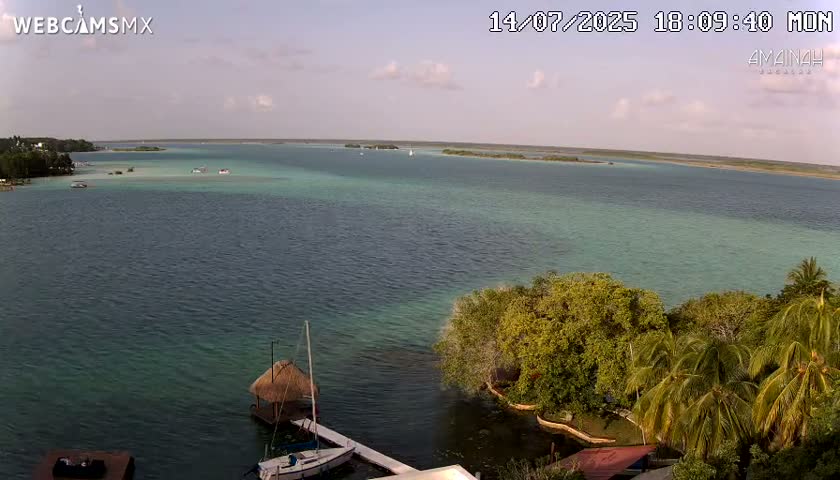 Laguna de Bacalar Lagoon Lake from Amaniah Live Cam - Bacalar,  Quintana Roo, Mexico 