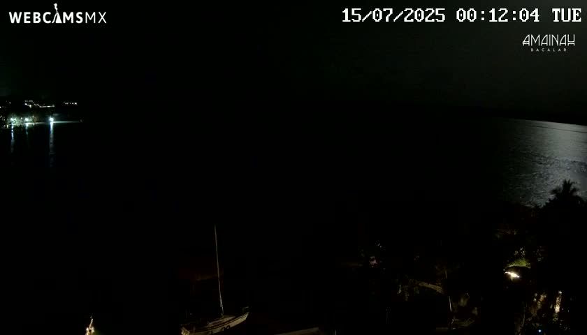 Laguna de Bacalar Lagoon Lake from Amaniah Live Cam - Bacalar,  Quintana Roo, Mexico 