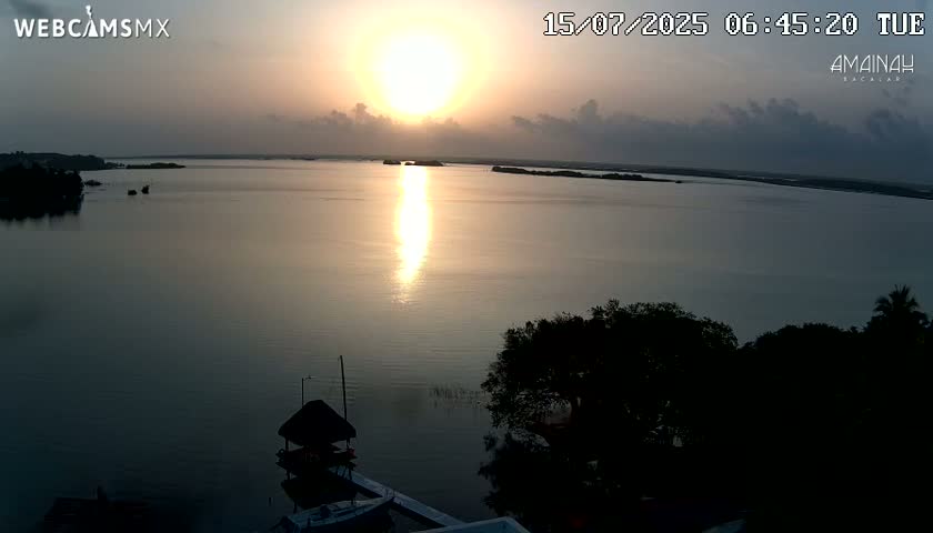 Laguna de Bacalar Lagoon Lake from Amaniah Live Cam - Bacalar,  Quintana Roo, Mexico 