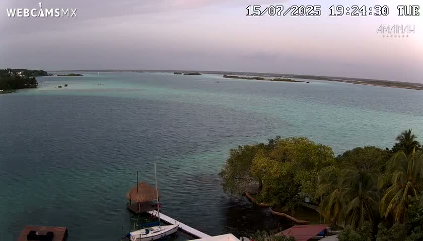Laguna de Bacalar Lagoon Lake from Amaniah Live Cam - Bacalar,  Quintana Roo, Mexico 
