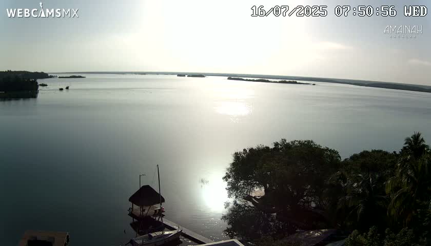 Laguna de Bacalar Lagoon Lake from Amaniah Live Cam - Bacalar,  Quintana Roo, Mexico 
