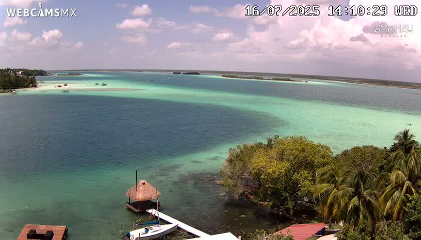 Laguna de Bacalar Lagoon Lake from Amaniah Live Cam - Bacalar,  Quintana Roo, Mexico 