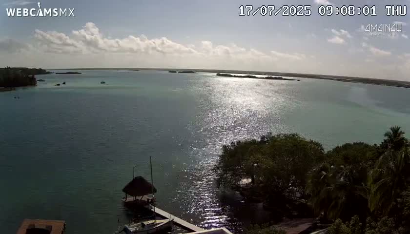 Laguna de Bacalar Lagoon Lake from Amaniah Live Cam - Bacalar,  Quintana Roo, Mexico 