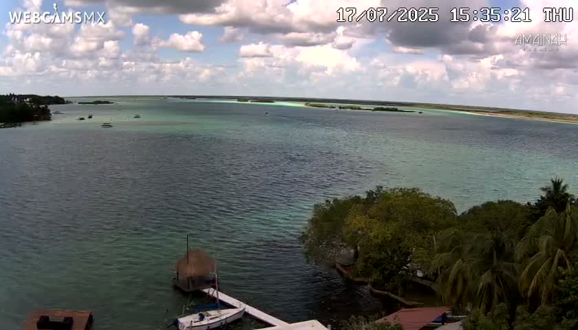 Laguna de Bacalar Lagoon Lake from Amaniah Live Cam - Bacalar,  Quintana Roo, Mexico 