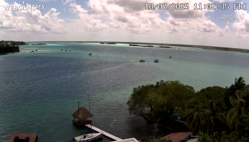 Laguna de Bacalar Lagoon Lake from Amaniah Live Cam - Bacalar,  Quintana Roo, Mexico 