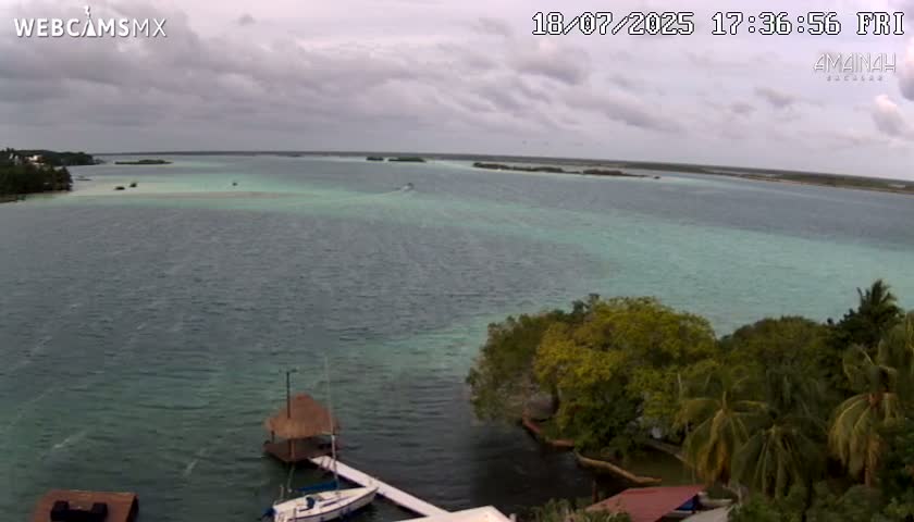 Laguna de Bacalar Lagoon Lake from Amaniah Live Cam - Bacalar,  Quintana Roo, Mexico 