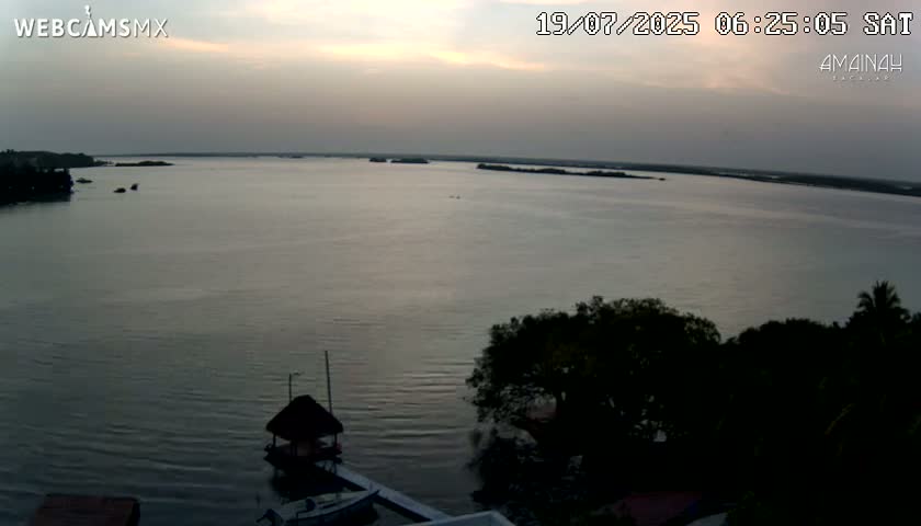 Laguna de Bacalar Lagoon Lake from Amaniah Live Cam - Bacalar,  Quintana Roo, Mexico 