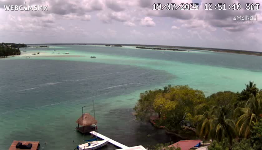Laguna de Bacalar Lagoon Lake from Amaniah Live Cam - Bacalar,  Quintana Roo, Mexico 