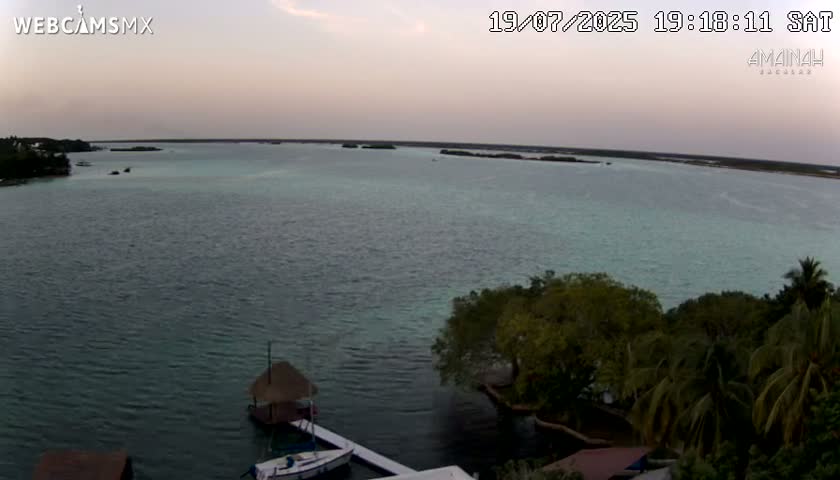 Laguna de Bacalar Lagoon Lake from Amaniah Live Cam - Bacalar,  Quintana Roo, Mexico 