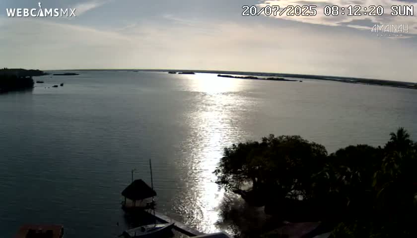 Laguna de Bacalar Lagoon Lake from Amaniah Live Cam - Bacalar,  Quintana Roo, Mexico 