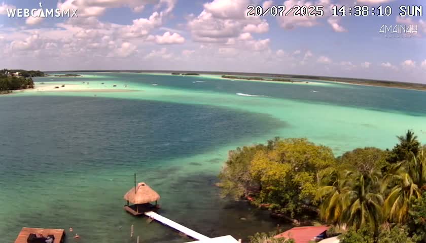 Laguna de Bacalar Lagoon Lake from Amaniah Live Cam - Bacalar,  Quintana Roo, Mexico 