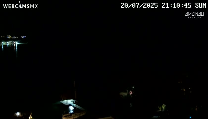 Laguna de Bacalar Lagoon Lake from Amaniah Live Cam - Bacalar,  Quintana Roo, Mexico 