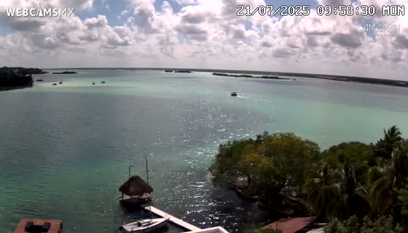 Laguna de Bacalar Lagoon Lake from Amaniah Live Cam - Bacalar,  Quintana Roo, Mexico 