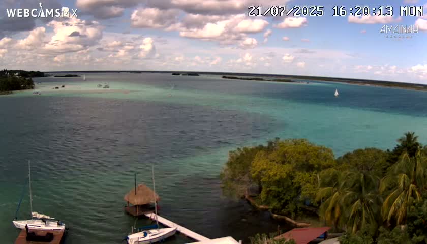 Laguna de Bacalar Lagoon Lake from Amaniah Live Cam - Bacalar,  Quintana Roo, Mexico 