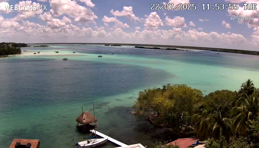 Laguna de Bacalar Lagoon Lake from Amaniah Live Cam - Bacalar,  Quintana Roo, Mexico 