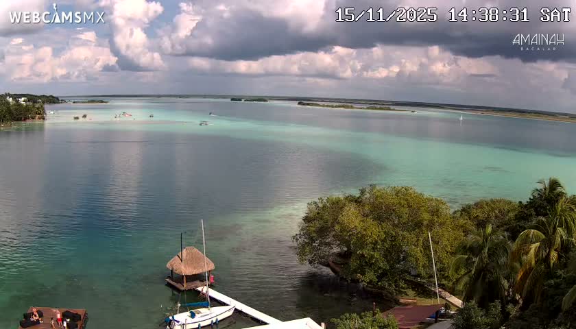 Laguna de Bacalar Lagoon Lake from Amaniah Live Cam - Bacalar,  Quintana Roo, Mexico 
