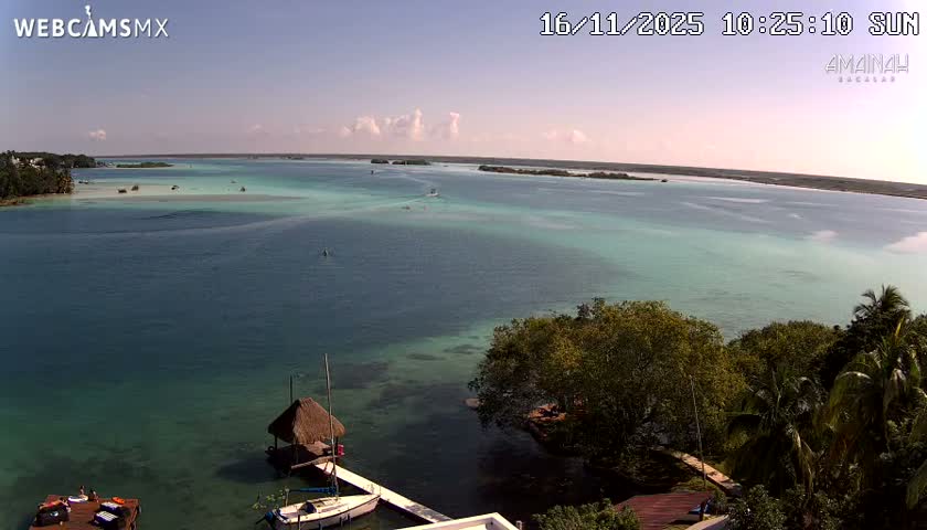 Laguna de Bacalar Lagoon Lake from Amaniah Live Cam - Bacalar,  Quintana Roo, Mexico 