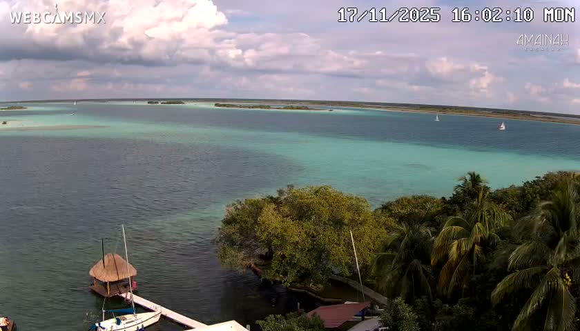 Laguna de Bacalar Lagoon Lake from Amaniah Live Cam - Bacalar,  Quintana Roo, Mexico 