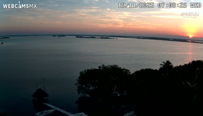 Laguna de Bacalar Lagoon Lake from Amaniah Live Cam - Bacalar,  Quintana Roo, Mexico 