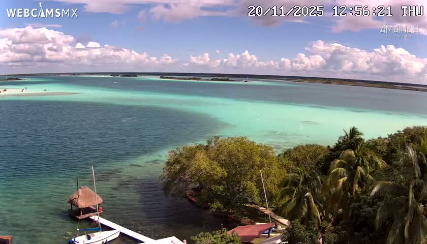 Laguna de Bacalar Lagoon Lake from Amaniah Live Cam - Bacalar,  Quintana Roo, Mexico 