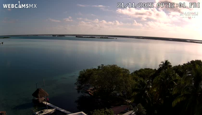 Laguna de Bacalar Lagoon Lake from Amaniah Live Cam - Bacalar,  Quintana Roo, Mexico 