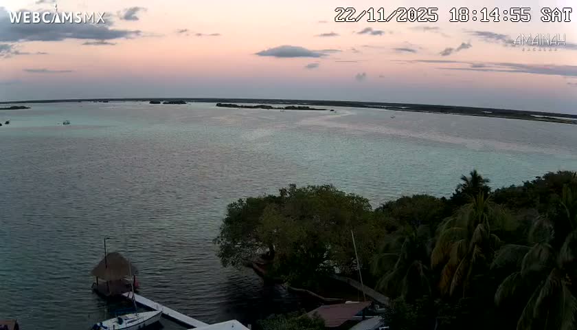 Laguna de Bacalar Lagoon Lake from Amaniah Live Cam - Bacalar,  Quintana Roo, Mexico 