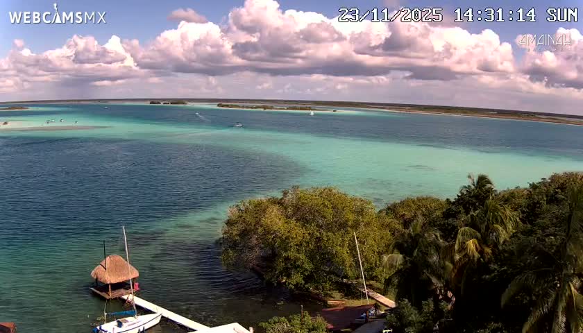 Laguna de Bacalar Lagoon Lake from Amaniah Live Cam - Bacalar,  Quintana Roo, Mexico 