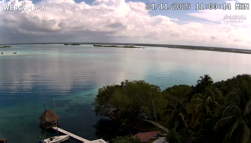 Laguna de Bacalar Lagoon Lake from Amaniah Live Cam - Bacalar,  Quintana Roo, Mexico 