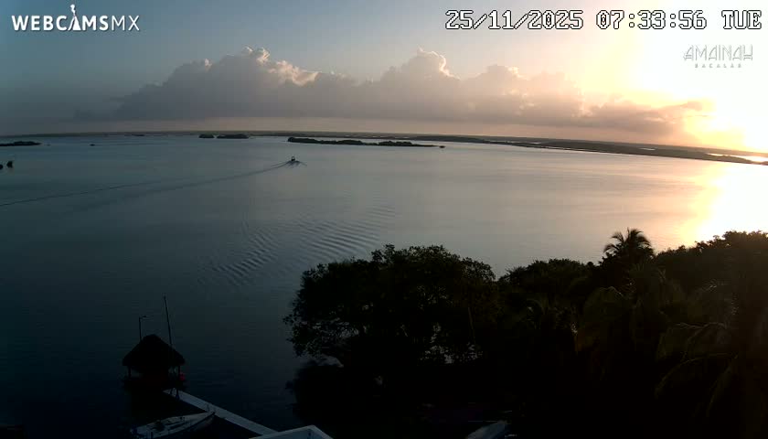 Laguna de Bacalar Lagoon Lake from Amaniah Live Cam - Bacalar,  Quintana Roo, Mexico 