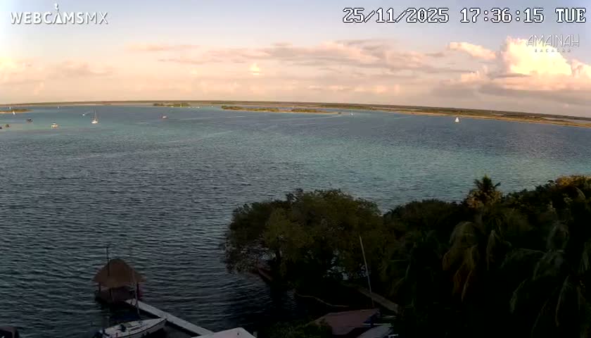Laguna de Bacalar Lagoon Lake from Amaniah Live Cam - Bacalar,  Quintana Roo, Mexico 