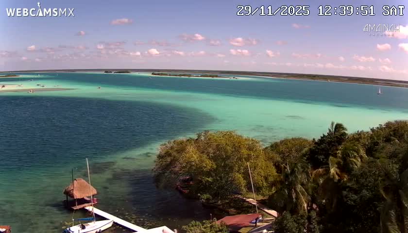 Laguna de Bacalar Lagoon Lake from Amaniah Live Cam - Bacalar,  Quintana Roo, Mexico 