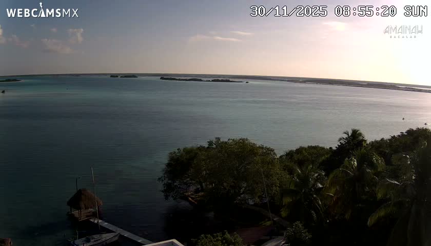 Laguna de Bacalar Lagoon Lake from Amaniah Live Cam - Bacalar,  Quintana Roo, Mexico 