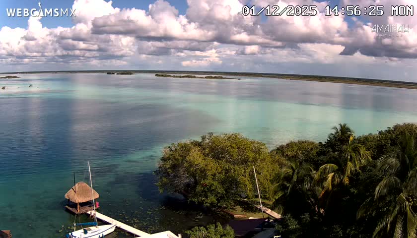 Laguna de Bacalar Lagoon Lake from Amaniah Live Cam - Bacalar,  Quintana Roo, Mexico 