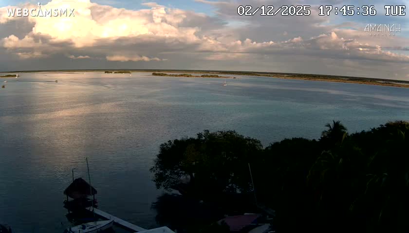 Laguna de Bacalar Lagoon Lake from Amaniah Live Cam - Bacalar,  Quintana Roo, Mexico 