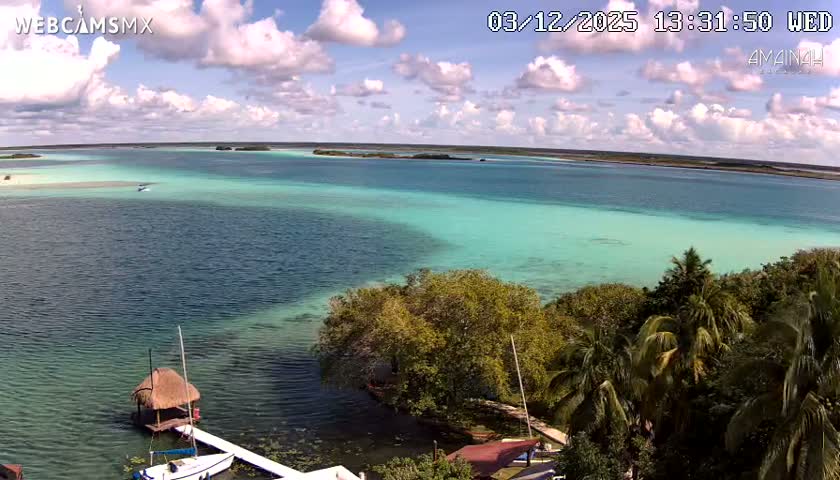 Laguna de Bacalar Lagoon Lake from Amaniah Live Cam - Bacalar,  Quintana Roo, Mexico 