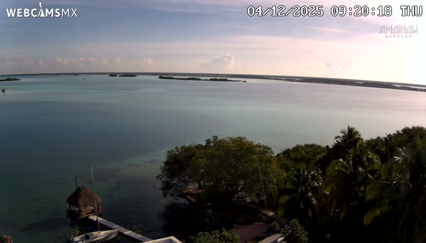 Laguna de Bacalar Lagoon Lake from Amaniah Live Cam - Bacalar,  Quintana Roo, Mexico 