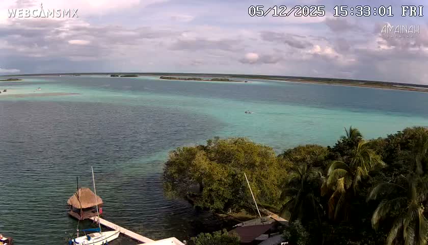 Laguna de Bacalar Lagoon Lake from Amaniah Live Cam - Bacalar,  Quintana Roo, Mexico 