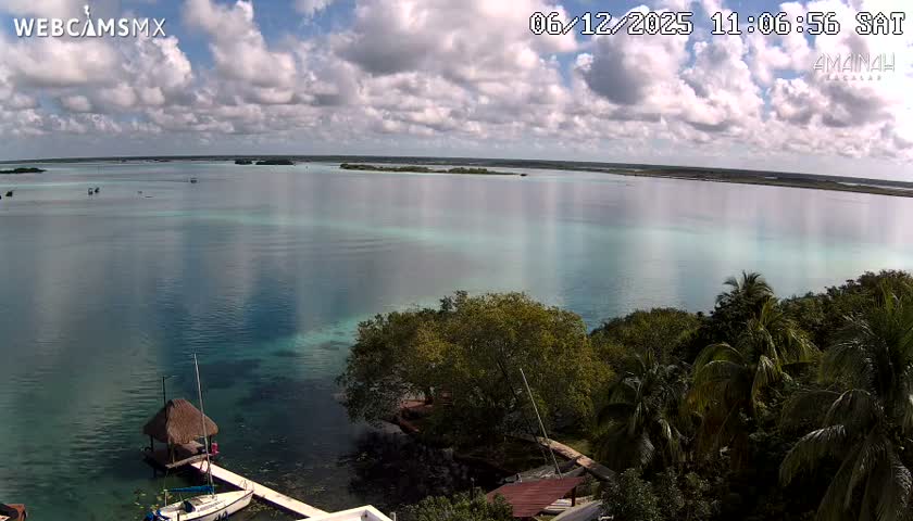 Laguna de Bacalar Lagoon Lake from Amaniah Live Cam - Bacalar,  Quintana Roo, Mexico 