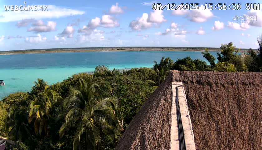 Laguna de Bacalar Lagoon Lake from Amaniah Live Cam - Bacalar,  Quintana Roo, Mexico 