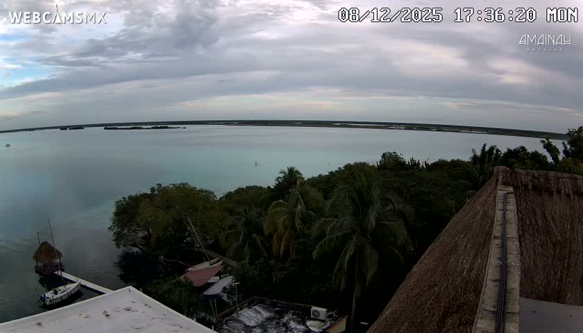 Laguna de Bacalar Lagoon Lake from Amaniah Live Cam - Bacalar,  Quintana Roo, Mexico 