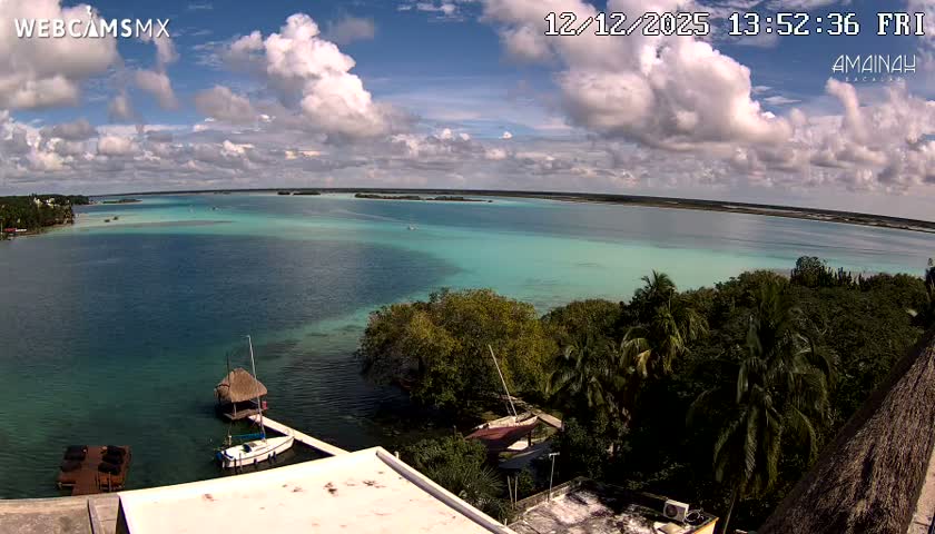 Laguna de Bacalar Lagoon Lake from Amaniah Live Cam - Bacalar,  Quintana Roo, Mexico 
