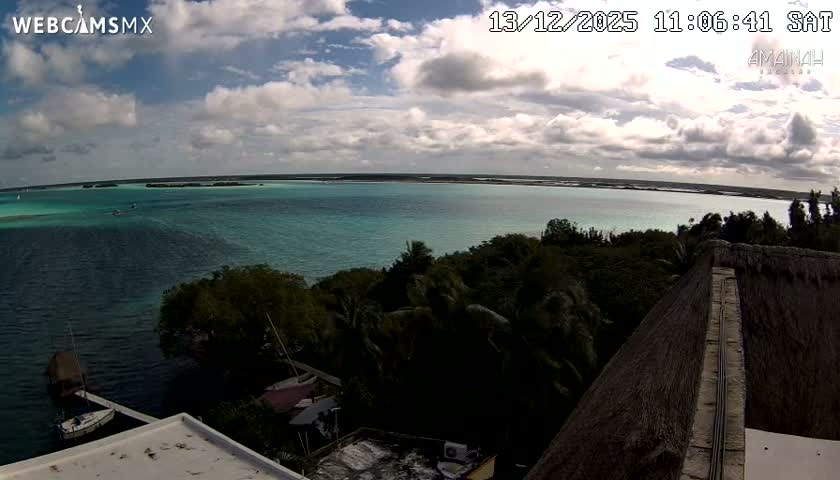 Laguna de Bacalar Lagoon Lake from Amaniah Live Cam - Bacalar,  Quintana Roo, Mexico 