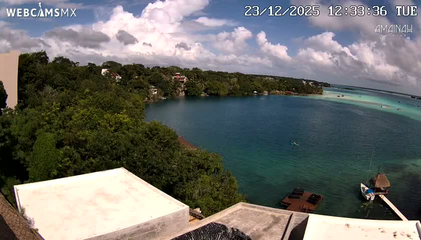 Laguna de Bacalar Lagoon Lake from Amaniah Live Cam - Bacalar,  Quintana Roo, Mexico 